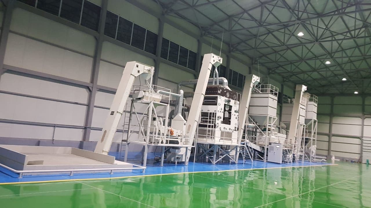 Machine line in a new seed processing plant
