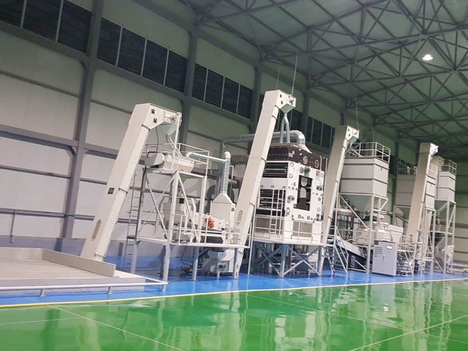 Machine line in a new seed processing plant