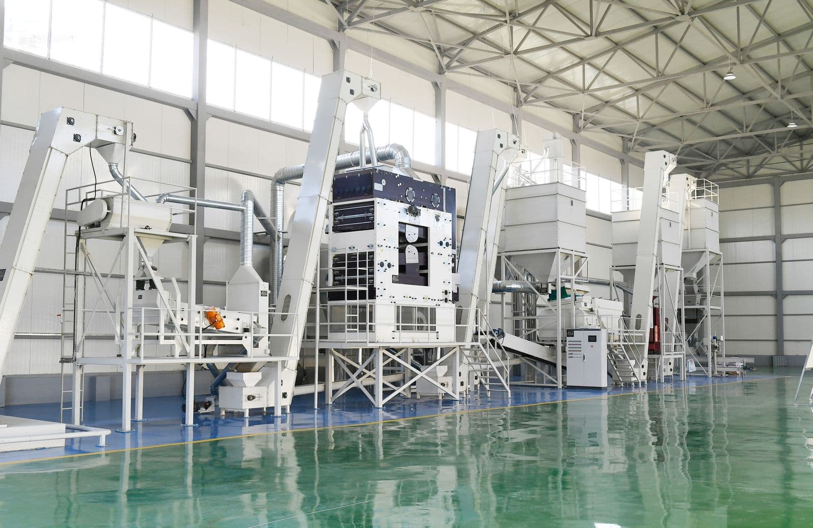 Interior of a seed processing plant