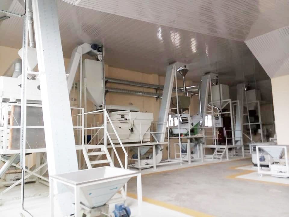 Seed processing line and working platforms